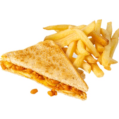 Masala Beans with Cheese Toastie & Chips